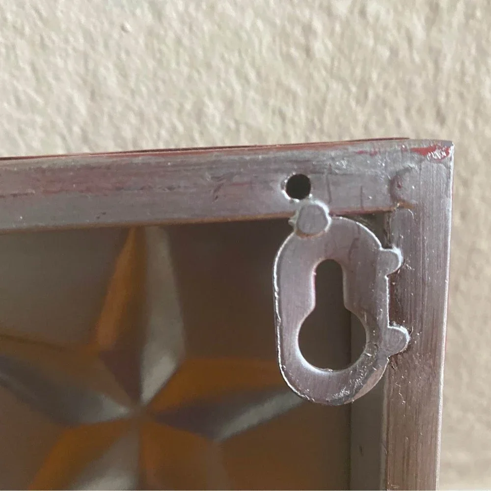 Red Distressed Look Square Star Mirror 12x12